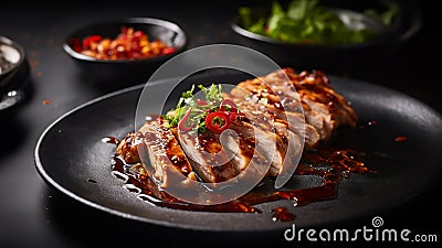 chicken teppanyaki thinly sliced mixed Stock Photo