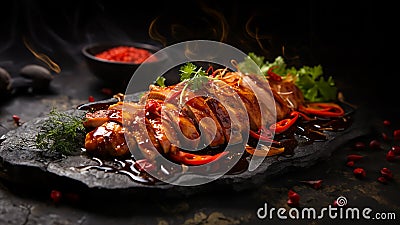 chicken teppanyaki thinly sliced mixed Stock Photo