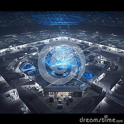 Explore the Future of Computing - Quantum Data Center 3D Rendering Stock Photo