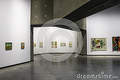 Minimalism Meets Expression: Art Gallery Interplay Stock Photo