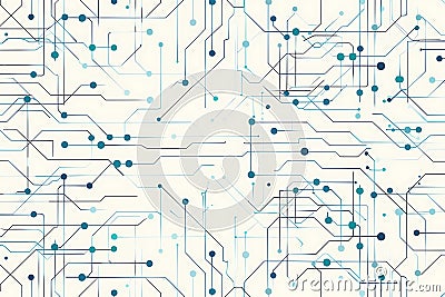 Abstract Circuit Board Pattern with Interconnected Nodes Stock Photo