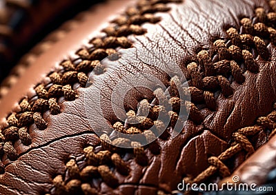 Sports Equipment of leather Baseball Gloves with Stitches. Stock Photo