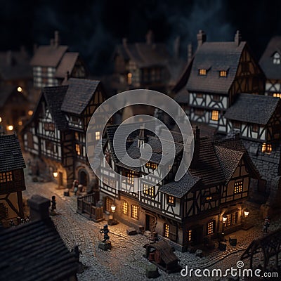 Miniature Magic in a Medieval Town Stock Photo