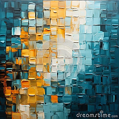 Vibrant Color Block Image In Number 32 Style On Unprimed Canvas Stock Photo