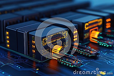 Secure Network Infrastructure with VPN, SSL and TLS Encryption for Confident Digital Transactions - Cyber Security Visua Stock Photo