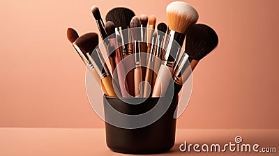An image showcasing a carefully curated selection of makeup brushes Stock Photo