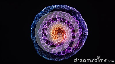 An image showcasing the nucleus of an animal cell with its distinct doublelayered nuclear membrane and prominent Stock Photo