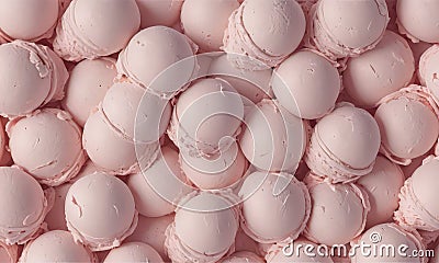 close-up view collection pink, round, and white objects arranged in grid-like pattern. Stock Photo