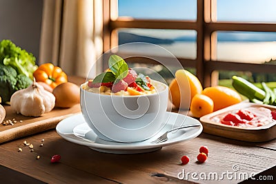 A balanced diet as breakfast Stock Photo