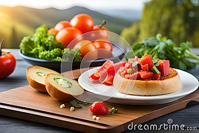 A balanced diet as breakfast Stock Photo