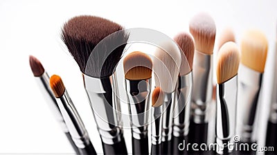 makeup brushes on white background Stock Photo