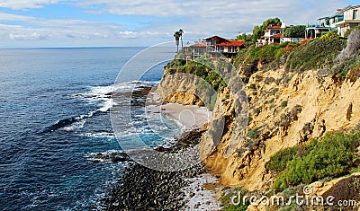 Cliff side homes in Laguna Beach, California. Stock Photo