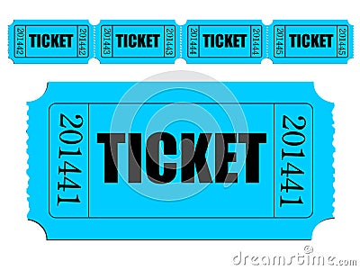 Image of single ticket and strip of tickets Vector Illustration