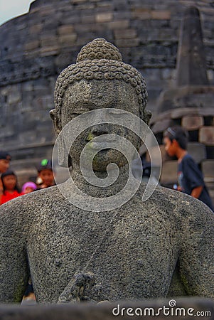 Image of sitting Buddha in Borobudur Temple, Jogjakarta, Indonesia Editorial Stock Photo