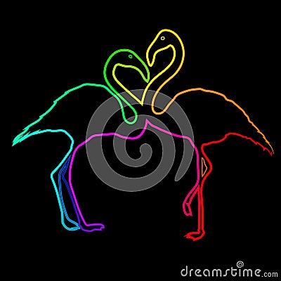 Image of six-stripe rainbow Flamingo Vector Illustration