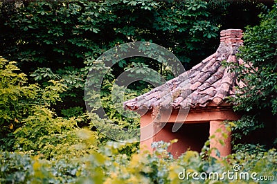 House hidden in the vegetation Stock Photo