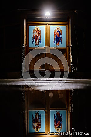 Image of a small orthodox church door Stock Photo