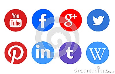 Image of social media like youtube, facebook, twitter, pinterest, LinkedIn and tumblr Cartoon Illustration