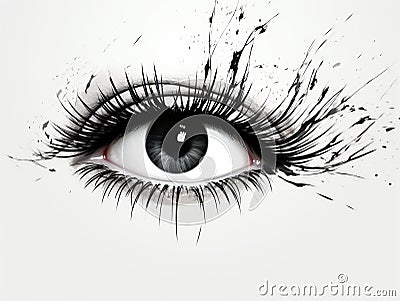 Stunning Isolation: The Drama of a Single Black Eyelash on Pure White Stock Photo