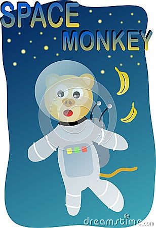 Image of a space monkey Vector Illustration