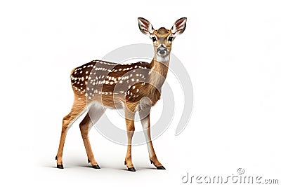 Image of a spotted deer on white background. Mammals. Wildlife Animals. Ai Stock Photo