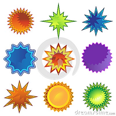 Starburst Star Flat Icon Set Vector Illustration