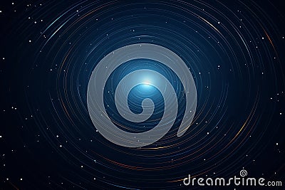 an image of a starry night sky with a bright blue object in the center Stock Photo