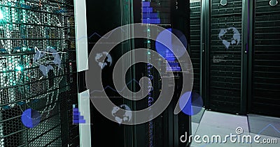 Image of statistics and data processing over computer servers Stock Photo