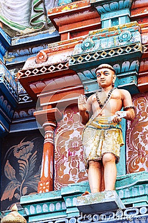 Image of statues on Hindu temple gopura tower. HinduTemple,che Stock Photo