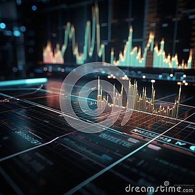 Image Stock market analysis concept Financial chart with glowing lines Stock Photo