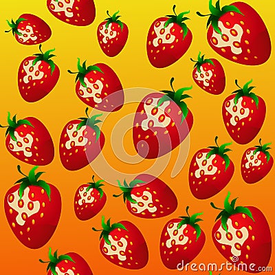 Image of strawberries in a chaotic arrangement Vector Illustration