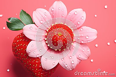 Strawberry summer floral Photo, Cottagecore simple living Stock Photo