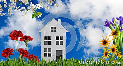 image of stylized house in the garden Stock Photo