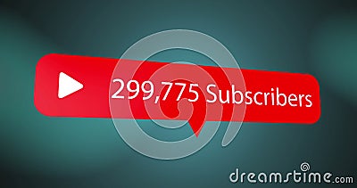 Image of subscribes text and data processing over red speech bubble Stock Photo