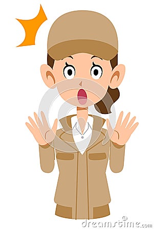 Surprised beige woman in workwear Vector Illustration