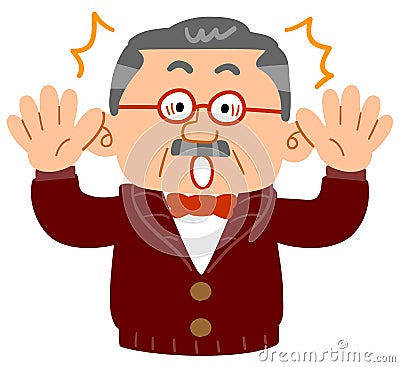 Surprisingly wealthy senior man upper body Vector Illustration