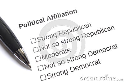 Political Affiliation Survey with Answer Choices Editorial Stock Photo