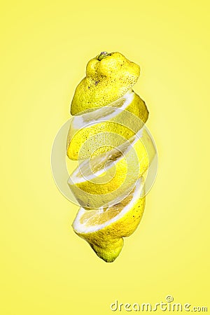 Image in suspension of a lemon cut Stock Photo