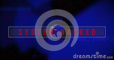 Image of system hacked text, computer language and globe in circular pattern Cartoon Illustration