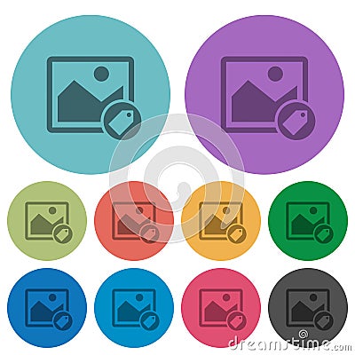 Image tagging color darker flat icons Stock Photo