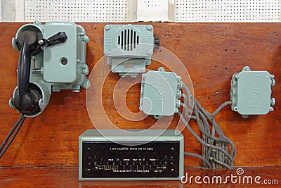 HMS Belfast, london thames. interior radio communication Editorial Stock Photo