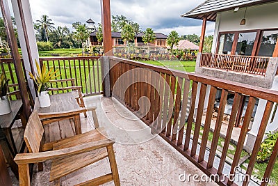 Beautiful terrace villa with rice paddy view Stock Photo