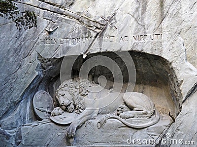 Lucerne`s Lion Monument Editorial Stock Photo