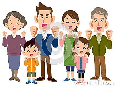 Three generations family that seems to be enjoyable Vector Illustration