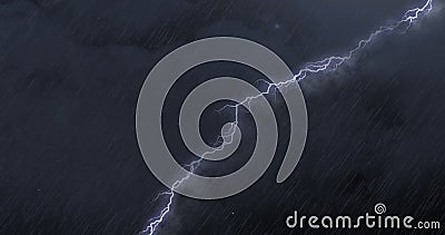 Image of thunderstorm with lightning, heavy rain and grey clouds Stock Photo