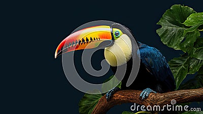 Toucan sitting on the branch AI generative Stock Photo