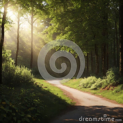 Trees in lush green forest, Black Forest Germany made with Generative AI Stock Photo