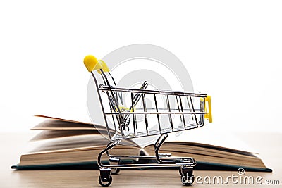 Image of trolley book white background Stock Photo