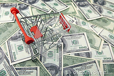 Image of trolley money banknote Stock Photo