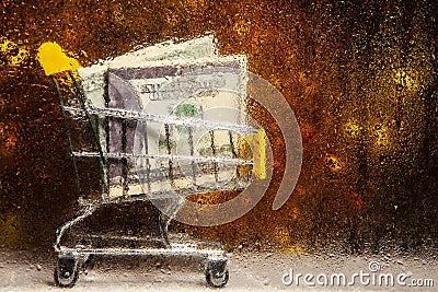 Image of trolley money water drop Stock Photo